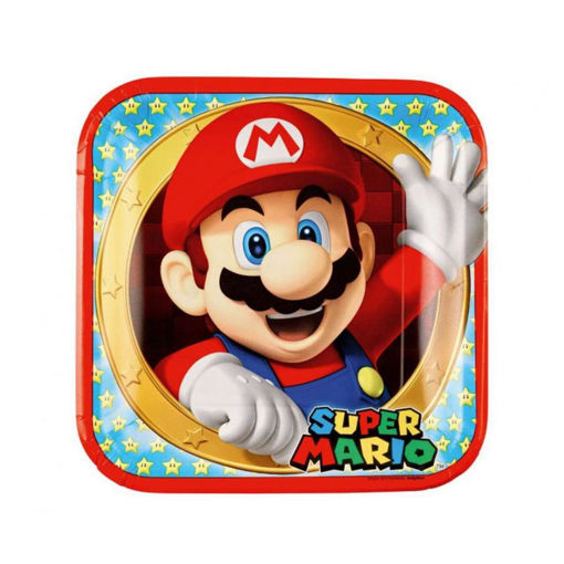 Picture of PAPER PLATES SUPER MARIO, SQUARE 23X23CM - PACK OF 8
